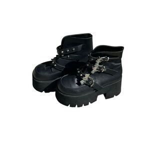 Demonia ASHES-55 Halloween Black Platform Ankle Boots Size 9